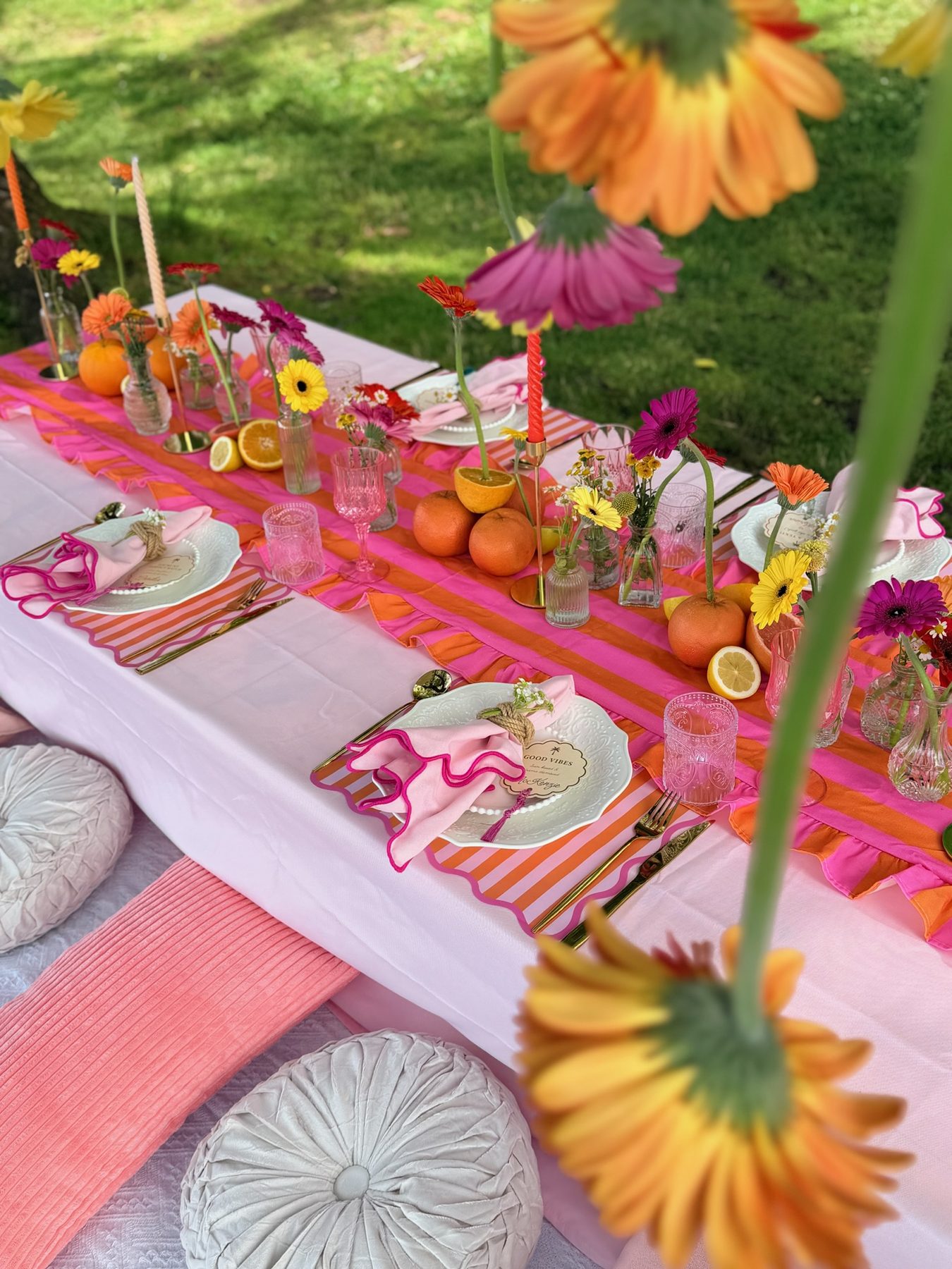 Colorful picnic celebration table
